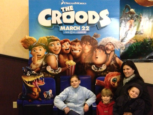 We didn't let a snow day get us down. We spent day one indoors at The Croods! 